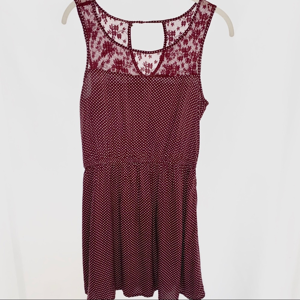 Garage Dark Plum Polka Dot Dress